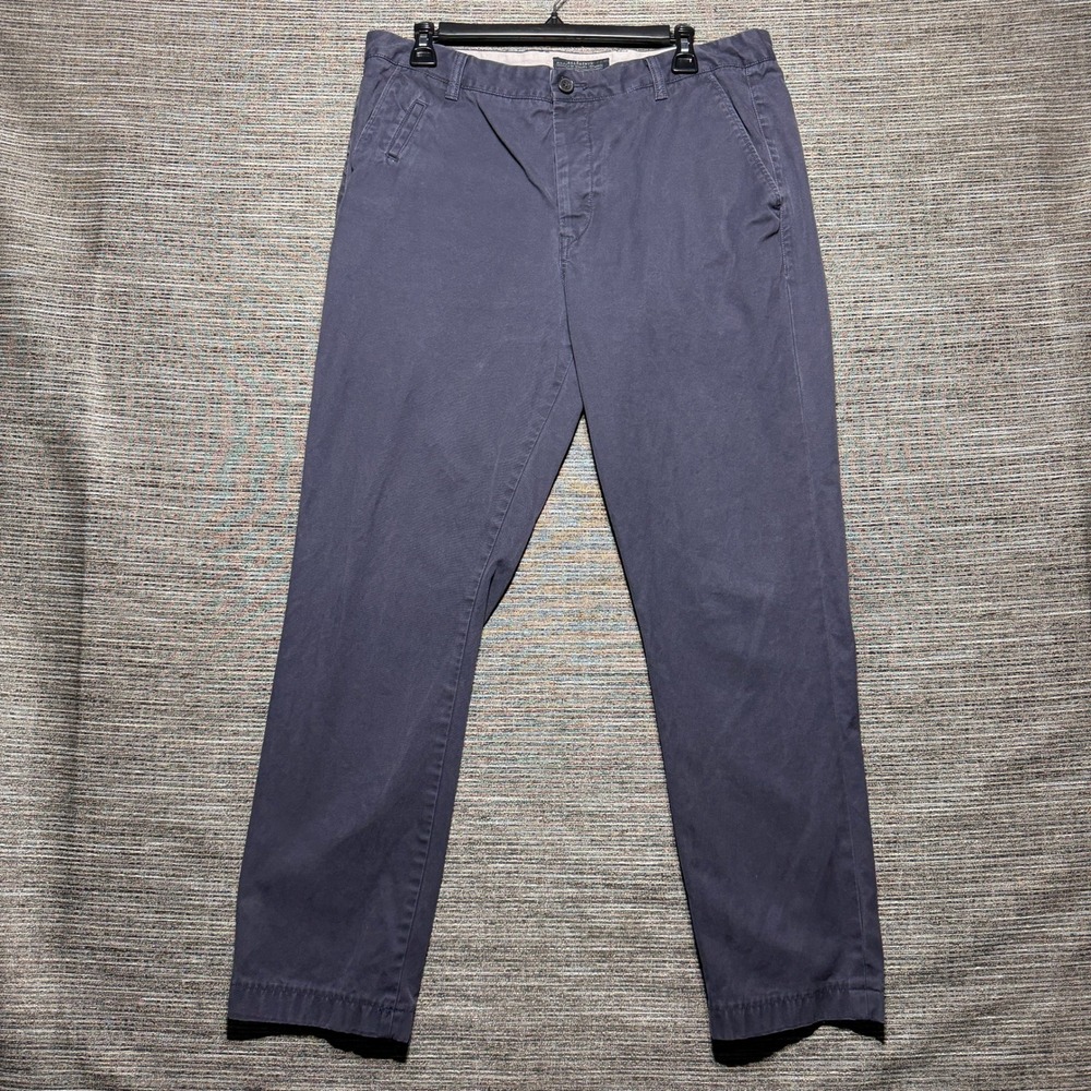 AllSaints Chino Pants Mens 34x28 Blue Solid Charge Chino Button Fly Cotton